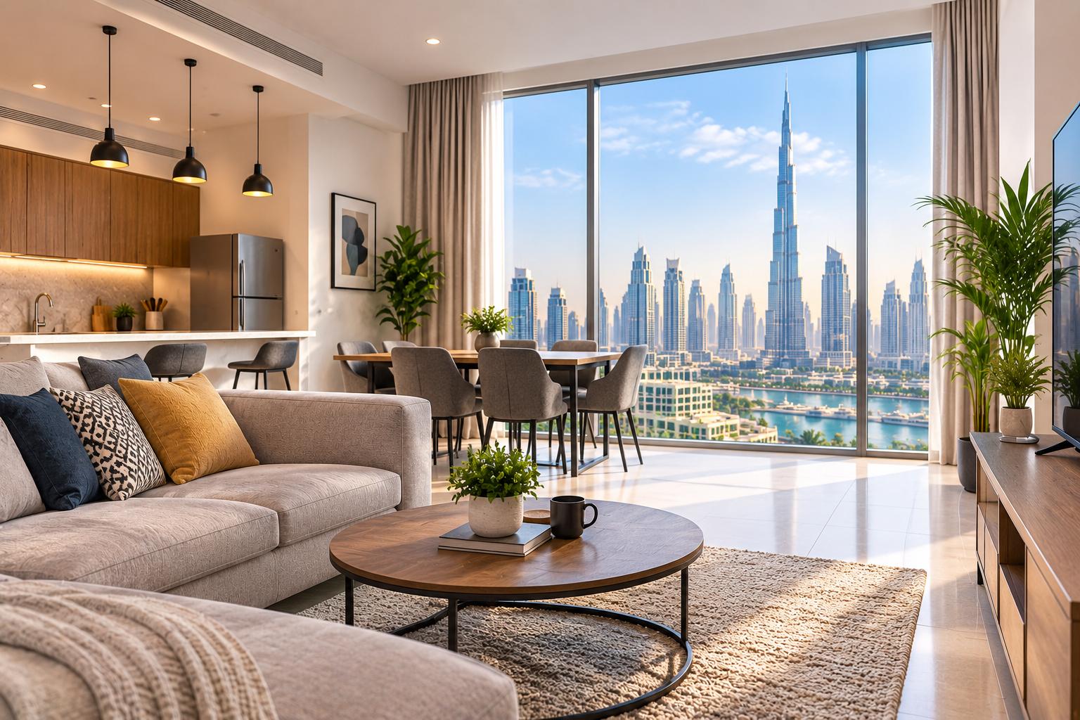 Modern Dubai Skyline Living Space